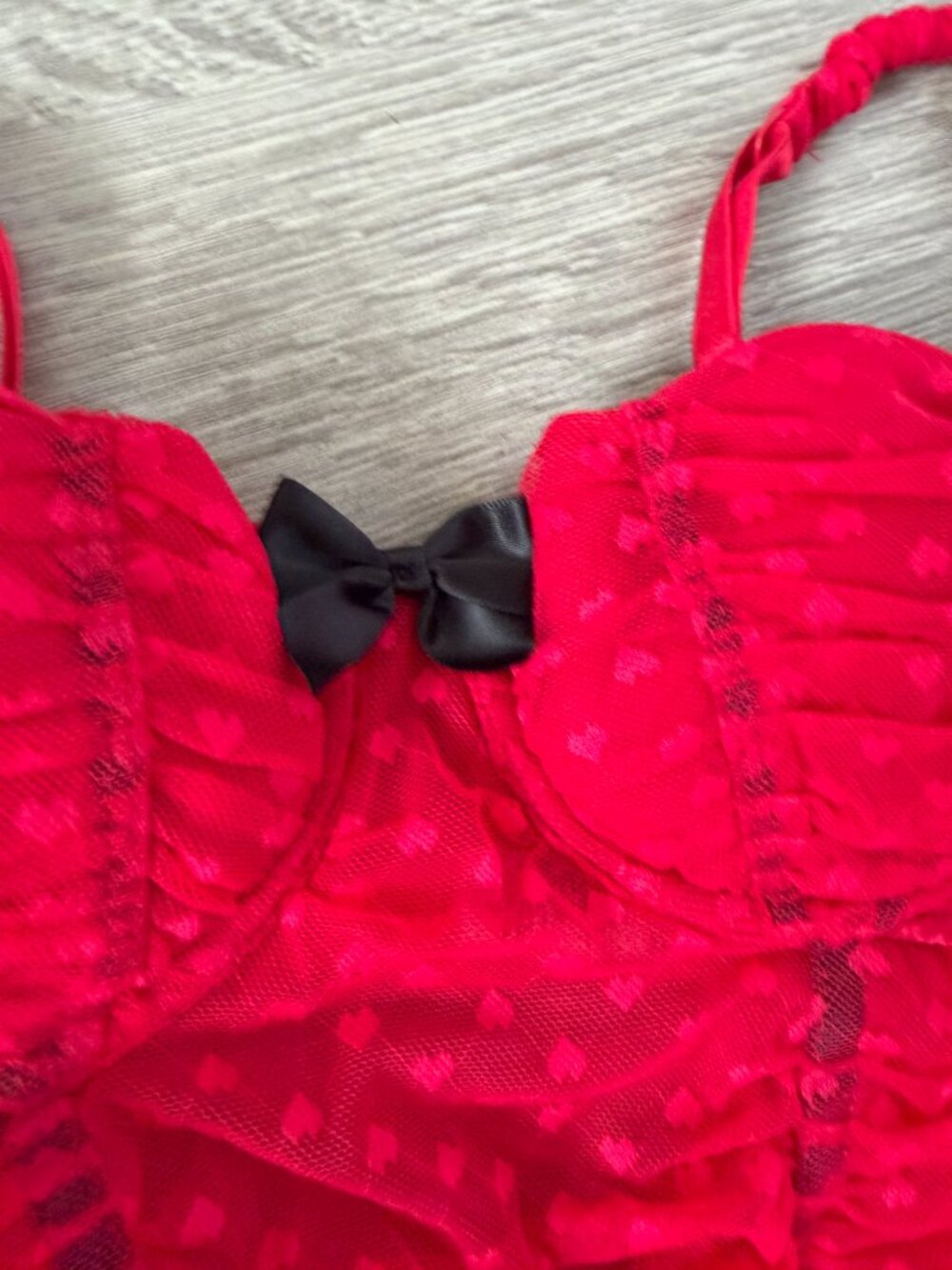 Victoria’s Secret Sexy Little Things Pink Heart Mesh Bustier Babydoll 34B - Picture 3 of 15